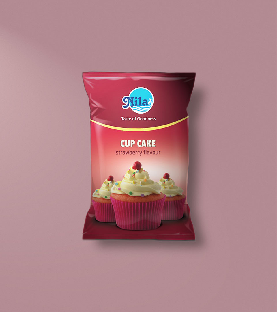 Package of Nila Bakes Strawberry flavour Cup Cake Package